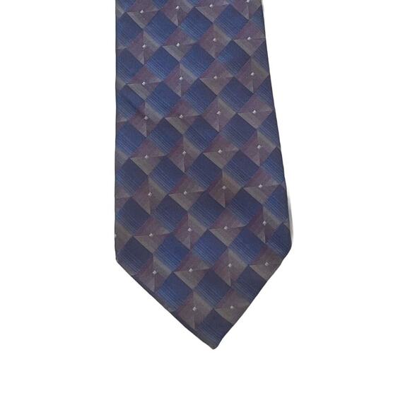 Arrow Blue, Gray, Purple Squares/Geometric Print Silk Tie, 59" x 3 1/4" - Picture 1 of 8